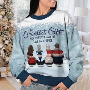 The Greatest Gift Our Parents Gave Us Was Each Other - Family Personalized Custom  Ugly Sweatshirt - Unisex Wool Jumper - Christmas Gift For Siblings, Brothers, Sisters