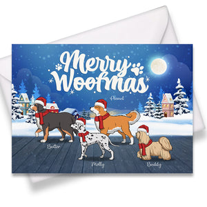 Merry Woofmas - Personalized Custom Christmas Postcard, Christmas Card, Greeting Cards - Gift For Dog Lovers, Pet Lovers, Christmas Gift