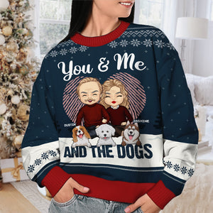 You & Me - Personalized Custom Unisex Ugly Christmas Sweatshirt, Wool Sweatshirt, All-Over-Print Sweatshirt - Gift For Couple, Husband Wife, Anniversary, Engagement, Wedding, Marriage Gift, Christmas Gift