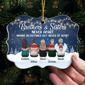Brothers & Sisters Never Apart, Maybe In Distance But Never At Heart - Personalized Custom Benelux Shaped Acrylic Christmas Ornament - Gift For Siblings, Christmas Gift