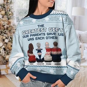 Our Siblings Are The Greatest Gifts - Family Personalized Custom Ugly Sweatshirt - Unisex Wool Jumper - Christmas Gift For Siblings, Brothers, Sisters