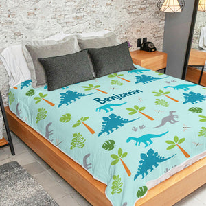 Joyful Background Dino - Personalized Custom Blanket - Gift For Kids, Gift For Family, Christmas Gift