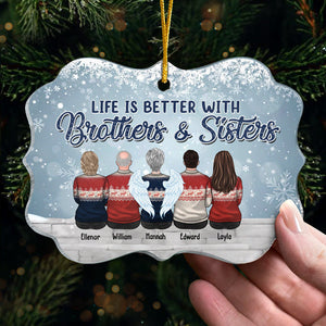 Brothers & Sisters Are Never Apart - Family Personalized Custom Ornament - Acrylic Benelux Shaped - New Arrival Christmas Gift For Siblings, Brothers, Sisters