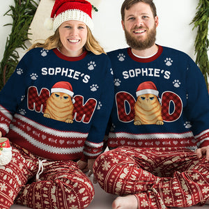 We're Cat Parents - Personalized Custom Unisex Ugly Christmas Sweatshirt, Wool Sweatshirt, All-Over-Print Sweatshirt - Gift For Cat Lovers, Pet Lovers, Christmas Gift