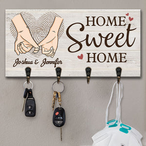 There Is No Place Like Home - Personalized Key Hanger, Key Holder - Anniversary Gifts, Gift For Couples, Husband Wife