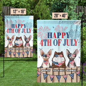 Happy 4th Of July, Welcome To Our Cat Home - 4th Of July Decoration - Personalized Flag.
