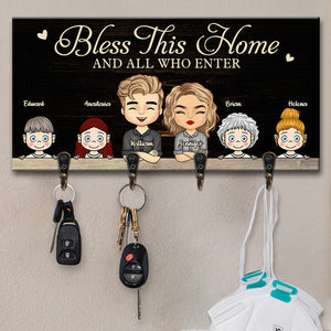 Blessing This Heart-Warming Home And All Who Enter - Personalized Key Hanger, Key Holder - Gift For Couples, Husband Wife