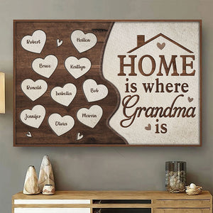 Home Is Where Mom Is - Gift For Mom, Grandma - Personalized Horizontal Poster.