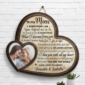 I Love You With All My Heart - Upload Image, Gift For Mom, Personalized Shaped Wood Sign.