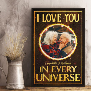 I Love You In Every Universe - Upload Image, Gift For Couples, Husband Wife, Personalized Vertical Poster
