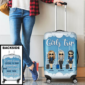 Best Friends Make Adventures With You - Gift For Bestie - Personalized Luggage Cover