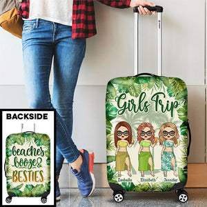 Girls Trip Beaches Booze Bestie - Gift For Bestie, Personalized Luggage Cover