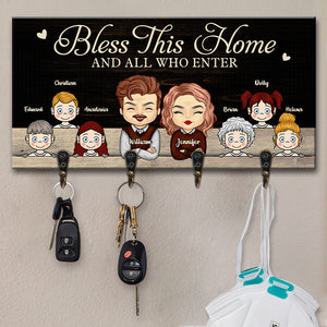 Blessing This Heart-Warming Home And All Who Enter - Personalized Key Hanger, Key Holder - Gift For Couples, Husband Wife
