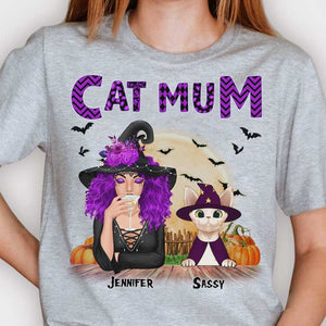 Enjoy Halloween With Your Cats - Gift For Cat Lovers - Personalized Unisex T-Shirt.