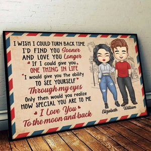 I Love You To The Moon And Back - Gift For Couples, Personalized Horizontal Poster.