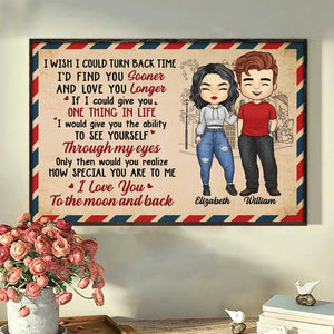 I Love You To The Moon And Back - Gift For Couples, Personalized Horizontal Poster.