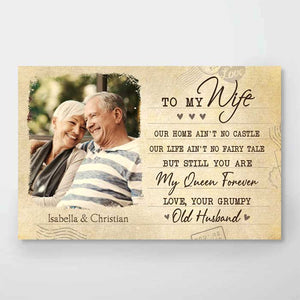 You're My Queen Forever - Upload Image, Gift For Couples - Personalized Horizontal Poster.