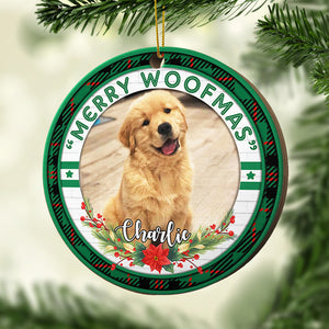 Merry Woofmas - Meowy Catmas - Upload Pet Photo - Personalized Round Ornament.