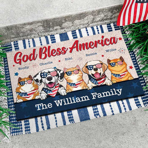 God Bless America - Customized Text - 4th Of July Funny Personalized Pet Decorative Mat (Cat & Dog).