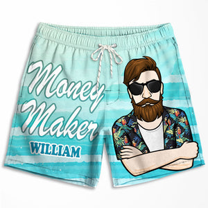 Money Maker Money Spender - Personalized Couple Beach Shorts - Gift For Couples, Husband Wife