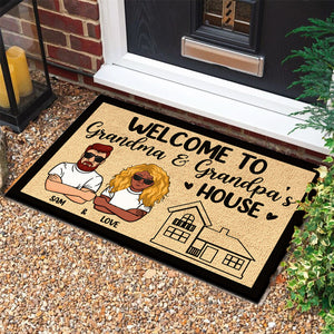 Welcome To Grandma and Grandpa's House - Personalized Decorative Mat.