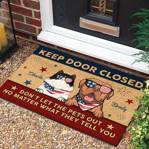 Keep Door Closed - 4th Of July Funny Personalized Pet Decorative Mat (Cat & Dog).