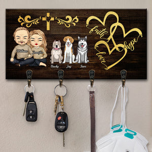 Faith, Hope And Love In The Family - Personalized Key Hanger, Key Holder - Gift For Pet Lovers