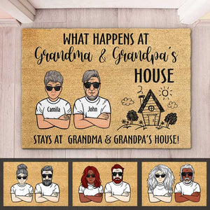 What Happens At Grandma & Grandpa's House - Personalized Decorative Mat.