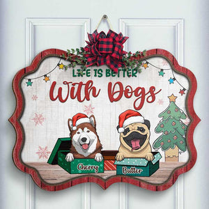 Pet In The Christmas Gift Box - Personalized Shaped Door Sign.