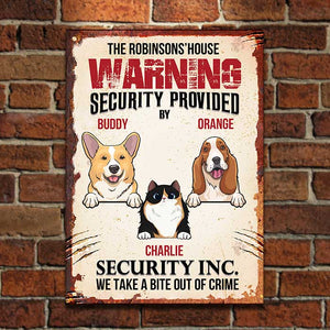 Security Inc. By Our Cats And Dogs - Personalized Metal Sign.