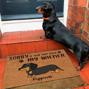 Sorry If You Trip Over My Wieners - Funny Personalized Decorative Mat.