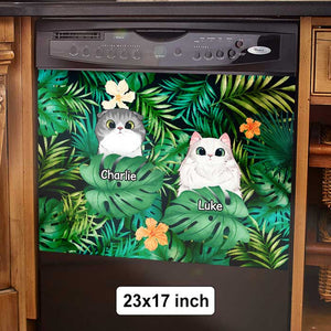Cats In Tropical Garden - Personalized Dishwasher Cover.
