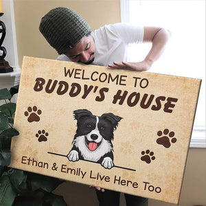 Welcome To The Dogs Home My Humans Live Here Too - Personalized Horizontal Canvas.