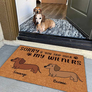 Sorry If You Trip Over My Wieners - Funny Personalized Decorative Mat.
