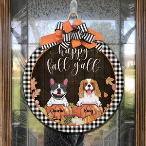Happy Fall Y'all Pumpkins - Gift For Dog Lovers - Funny Personalized Dog Door Sign.