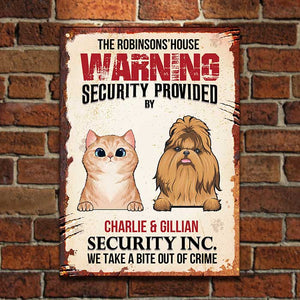 Security Inc. By Our Cats And Dogs - Personalized Metal Sign.
