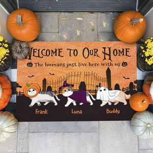 The Humans Just Live Here - Personalized Decorative Mat, Halloween Ideas..