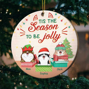 Tis The Season To Be Jolly - Personalized Round Ornament.