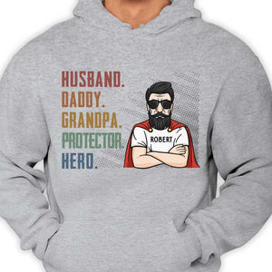 Husband Daddy Protector Hero - Personalized Unisex T-Shirt, Father's Day Gift.