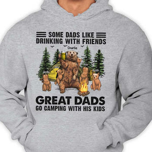 Great Dads Go Camping With His Kids - Personalized Unisex T-Shirt, Father's Day Gift, Custom Gift For Dog Lovers.