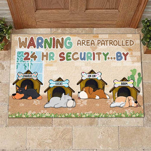 No Need To Knock We Know You're Here, Funny Sleeping Dogs - Funny Personalized Decorative Mat.