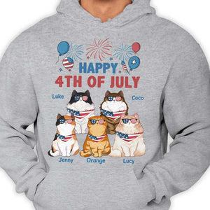 Happy 4th of July American Cat - Gift for 4th Of July - Personalized Unisex T-Shirt.