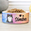 Galaxy Watercolor, Gift For Cat Lovers - Personalized Custom Ceramic Cat Bowls