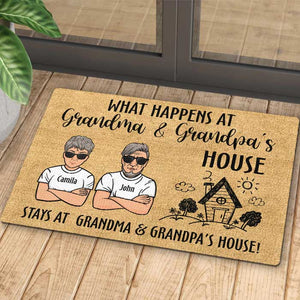 What Happens At Grandma & Grandpa's House - Personalized Decorative Mat.