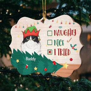 Naughty Pets And The Fallen Christmas Tree - Personalized Shaped Ornament.