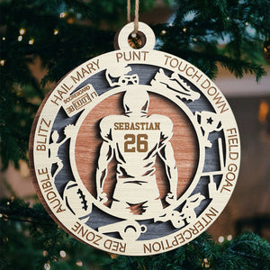 Sport Series - American Football, Baseball, Basketball, Hockey And More - Personalized Custom Round Shaped Wood Christmas Ornament