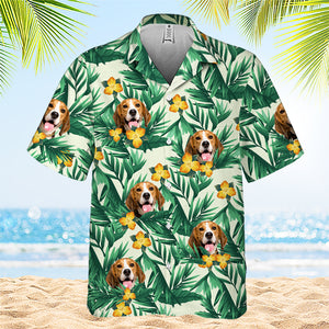 Colorful Tropical Flowers And Leaves Pattern - Dog & Cat Personalized Custom Unisex Hawaiian Shirt - Upload Image, Dog Face, Cat Face - Summer Vacation Gift, Gift For Pet Owners, Pet Lovers