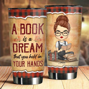 Just A Girl In Love With Her Books - Personalized Tumbler - Gift For Book Lovers