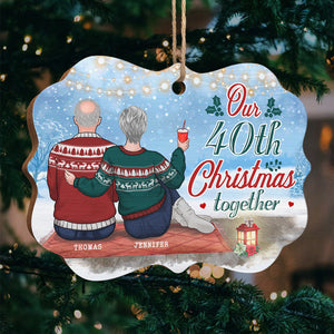 Merry Christmas Together - Personalized Custom Benelux Shaped Wood Christmas Ornament - Gift For Couple, Husband Wife, Anniversary, Engagement, Wedding, Marriage Gift, Christmas Gift