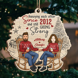 Annoying Each Other Since That Moment - Couple Personalized Custom Ornament - Wood Benelux Shaped - Christmas Gift For Husband Wife, Anniversary